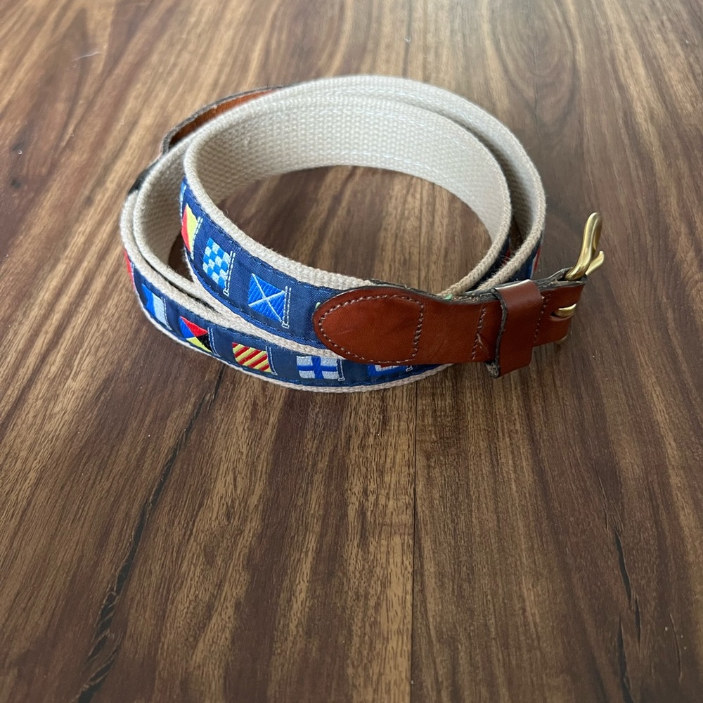 Leather man LTD. belt nautical  flag design 46”